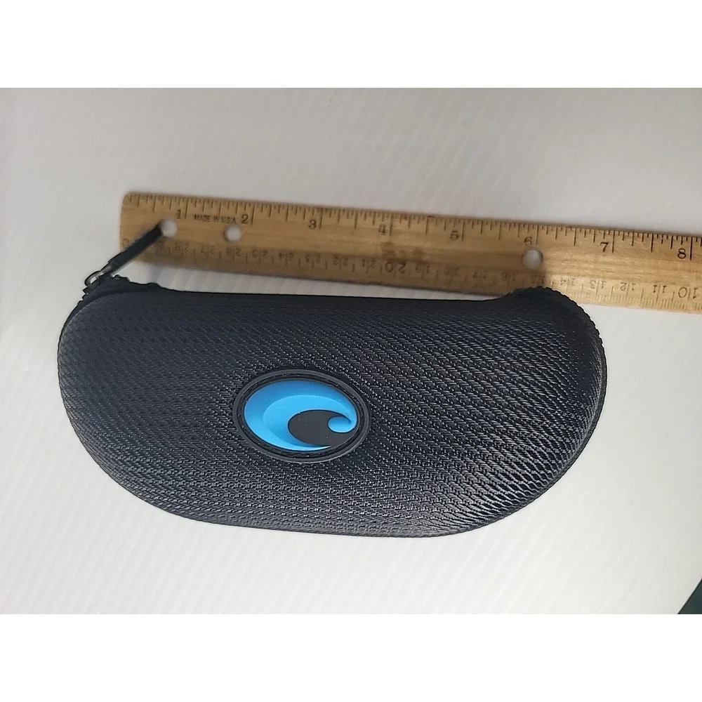 Costa Del Mar Sunglasses Semi‎ Hard Zip Up Clam Shell Case Black w/Blue Logo